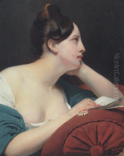 Mademoiselle Georges, La Rupture Oil Painting by Claude Marie Dubufe