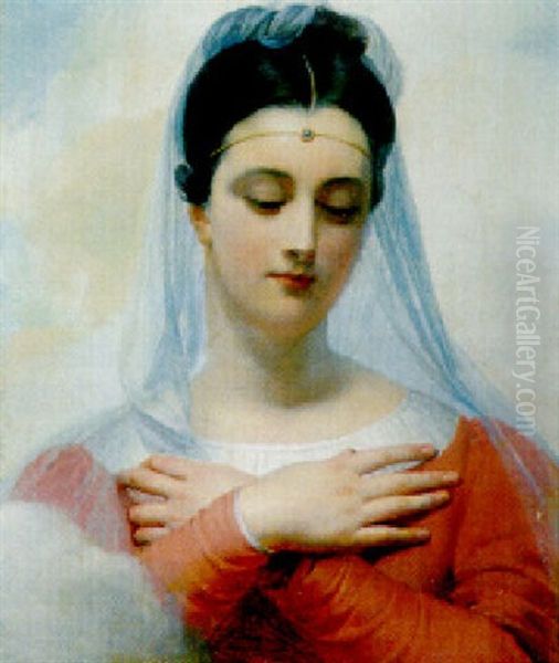 Une Vierge Oil Painting by Claude Marie Dubufe