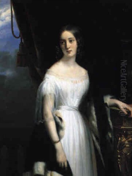 Portrait De La Princesse De Beauvau, Nee Comtesse De Komar Oil Painting by Claude Marie Dubufe