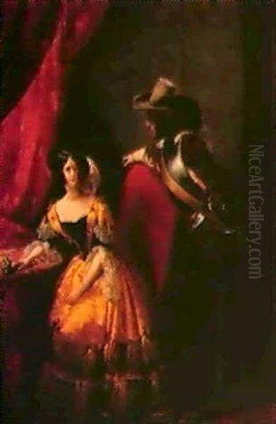 Le Duc Et La Duchesse De Dino Au Bal Masque, Mardi Gras 1840 Oil Painting by Claude Marie Dubufe