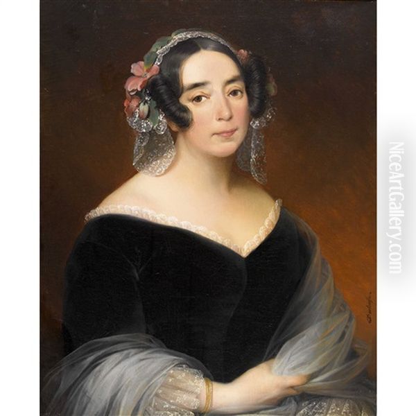 Portrait De Charlotte Robertine De Belis by Edouard Louis Dubufe