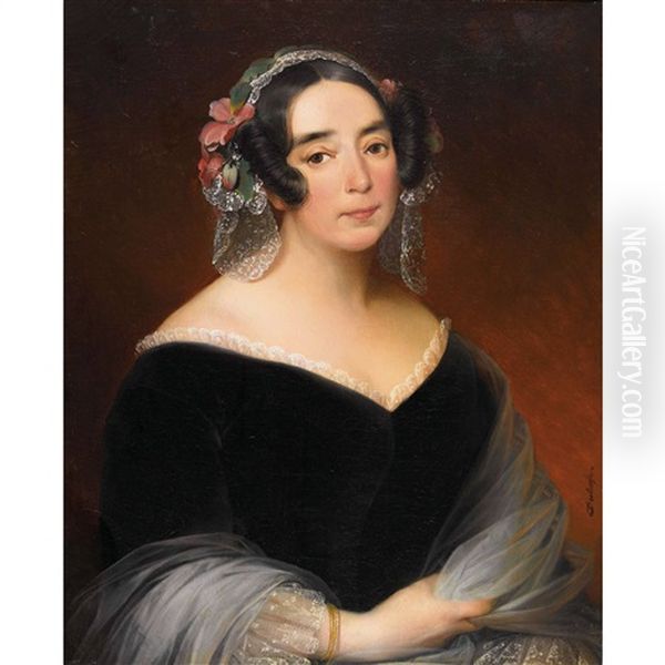 Portrait De Charlotte Robertine De Belis Oil Painting by Edouard Louis Dubufe