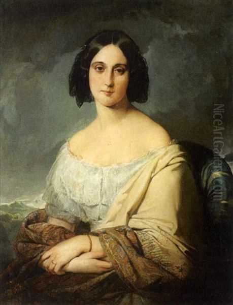 Portrait De Femme Oil Painting by Edouard Louis Dubufe