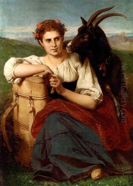 The Goat Girl Oil Painting by Edouard Louis Dubufe