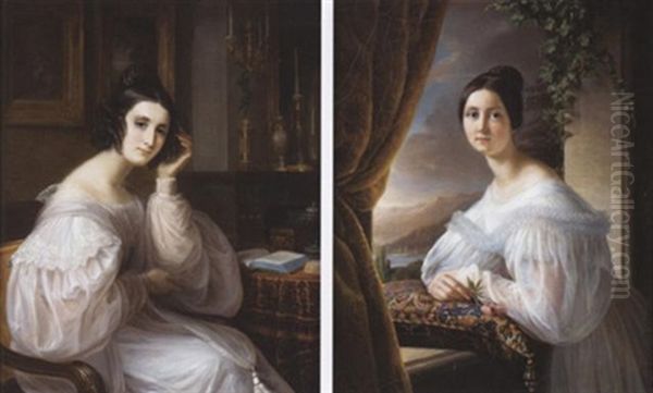 Jeune Femme Assise Dans Son Salon De Lecture Oil Painting by Edouard Louis Dubufe