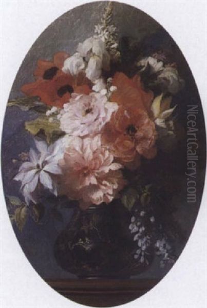 Vase De Fleurs Oil Painting by Edouard Louis Dubufe