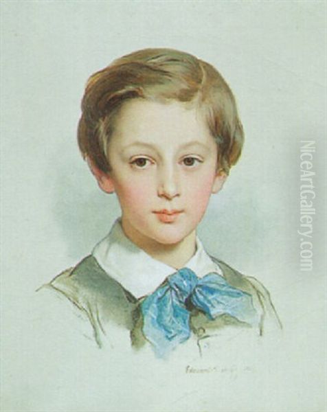 Portrait Of Small Boy Oil Painting by Edouard Louis Dubufe