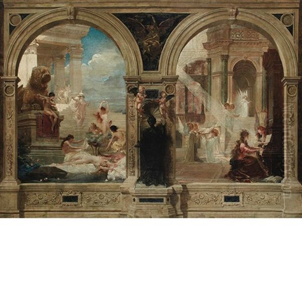 The Sacred And The Profane Oil Painting by Edouard-Marie-Guillaume Dubufe