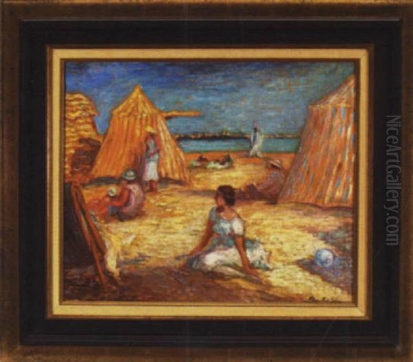 Bathers By The Sea Oil Painting by Albert-Lucien Dubuisson