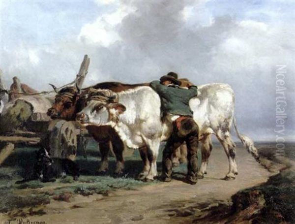 Boeufs Atteles Oil Painting by Alexandre Dubuisson