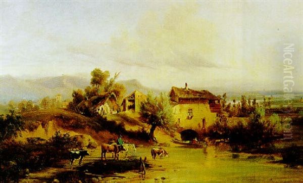 L'etang Oil Painting by Alexandre Dubuisson