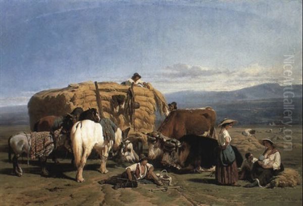 The Hayfield Oil Painting by Alexandre Dubuisson