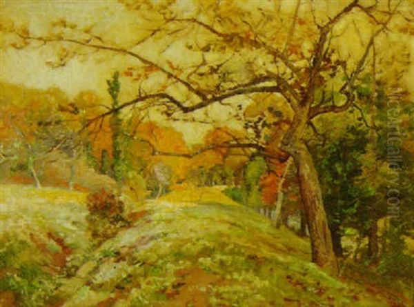 Autumn Country Landscape Oil Painting by Leon-Pierre Ducaruge