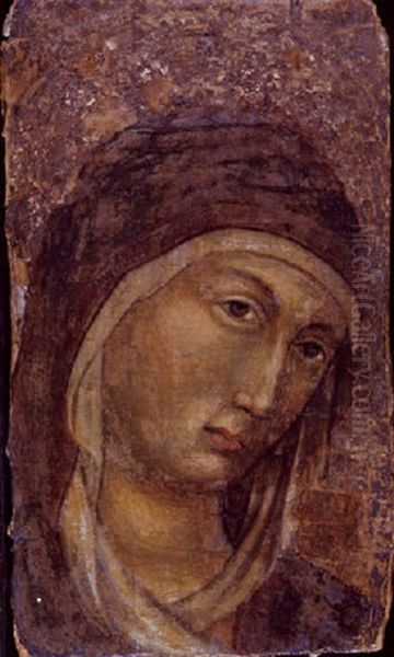 Head Of The Madonna Oil Painting by  Duccio di Buoninsegna