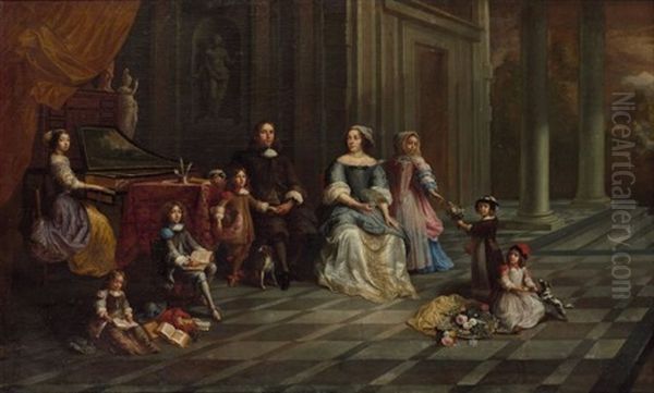 Portrait De La Famille Janssens Oil Painting by Francois Duchatel