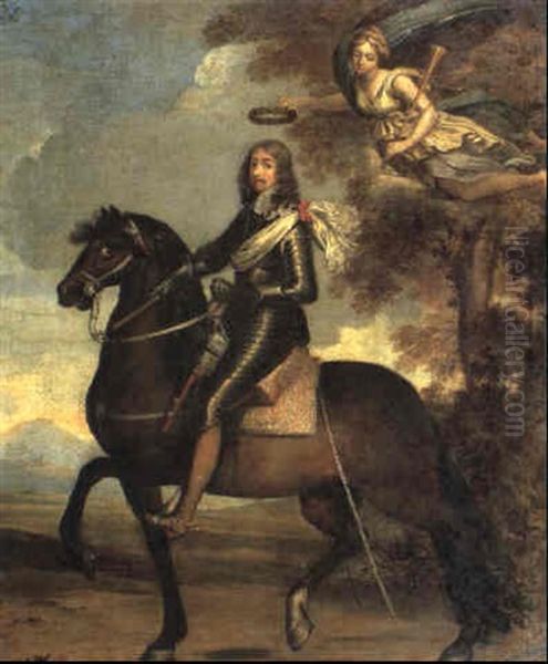 Equestrian Portrait Of Prince Rupert Of Orange? Oil Painting by Francois Duchatel