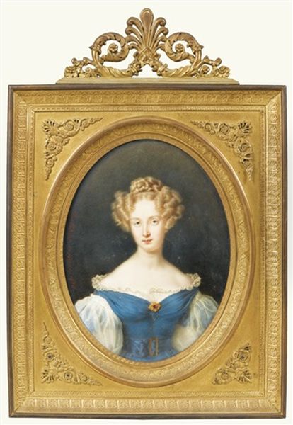 Princesse Louise D'orleans, Future Reine Des Belges (1812-1850) Oil Painting by Jean Baptiste Joseph Duchesne