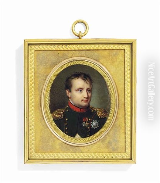 Napoleon I (1769-1821), Emperor Of France /1815, In Red-piped Green Uniform Of The Chasseurs-a-cheval, Gold Epaulettes Oil Painting by Jean Baptiste Joseph Duchesne