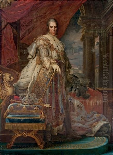 Portrait Du Roi Charles X En Costume De Sacre (after Baron Francois Gerard) Oil Painting by Louis Ducis