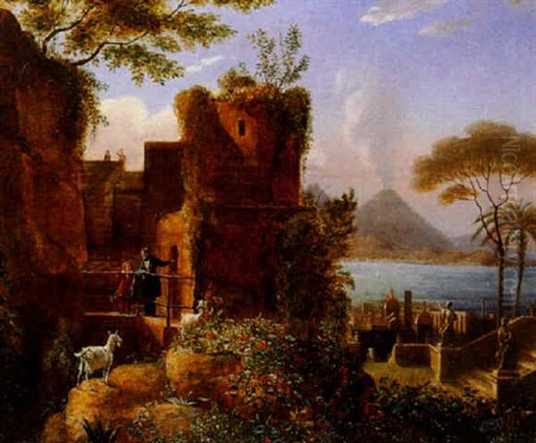 Le Tombeau De Virgile Devant Le Vesuve Oil Painting by Louis Ducis