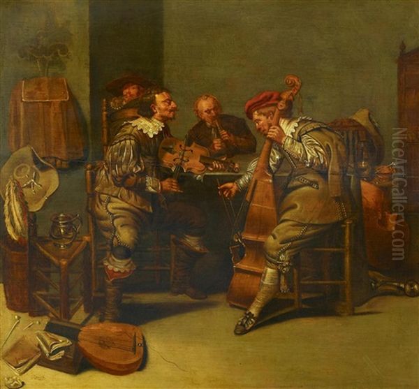 Musizierendes Trio Oil Painting by Jacob Duck