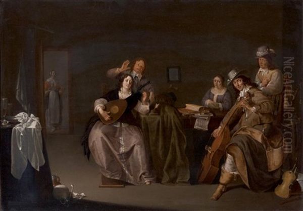 Concert Dans Un Interieur Oil Painting by Jacob Duck