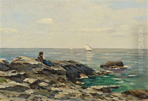 Am Felsenstrand (preliminary Study) Oil Painting by Eugen Gustav Duecker