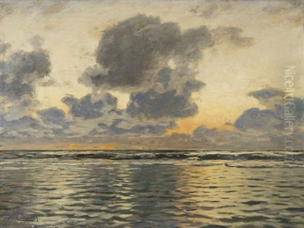 Evening At The Baltic Sea Oil Painting by Eugen Gustav Duecker