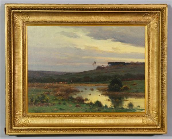 Rural Landscape With Lake by Eugen Gustav Duecker