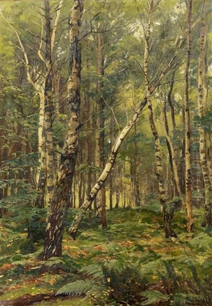 Birkenwald Oil Painting by Eugen Gustav Duecker