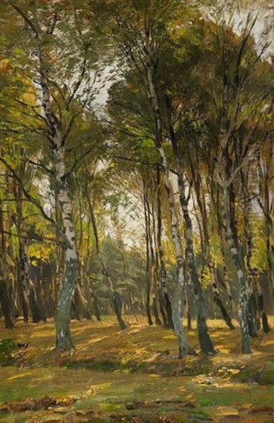 Sommerlicher Birkenwald Oil Painting by Eugen Gustav Duecker