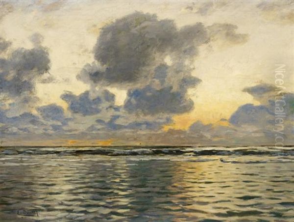 Abendstimmung An Der Ostsee Oil Painting by Eugen Gustav Duecker