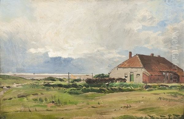 Gehoft An Der Hollandischen Kuste Oil Painting by Eugen Gustav Duecker