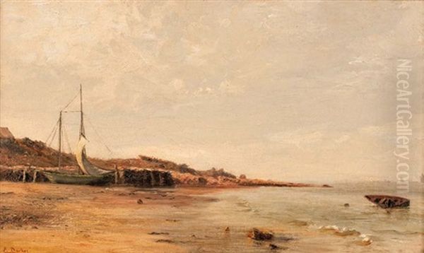 Barque Sur La Plage Oil Painting by Eugen Gustav Duecker