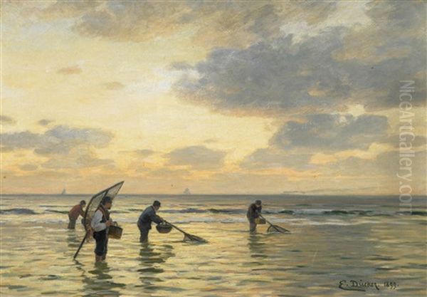 Wattfischen Oil Painting by Eugen Gustav Duecker