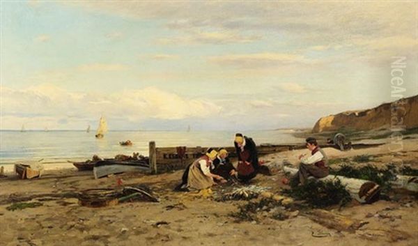 Ostseestrand Oil Painting by Eugen Gustav Duecker