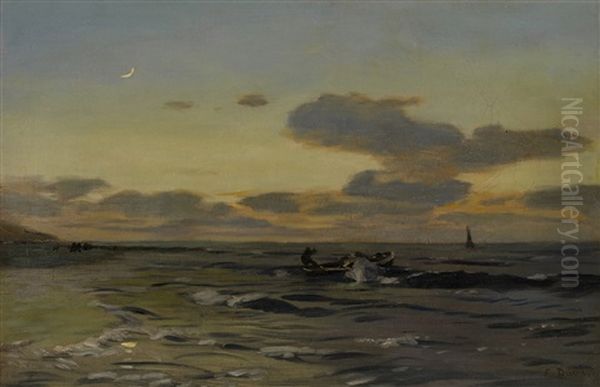 Setting Out To Sea Oil Painting by Eugen Gustav Duecker