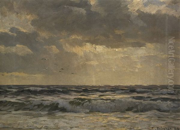 Seascape Oil Painting by Eugen Gustav Duecker