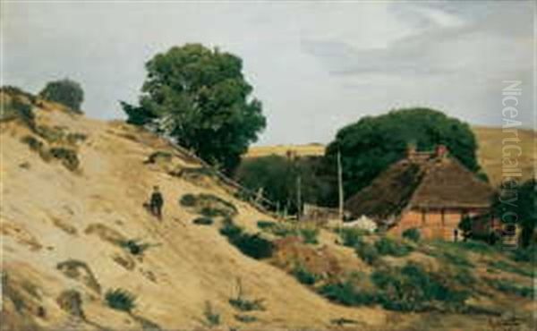 Landschaft Mit Einem Bauernhaus Zwischen Hugeln Oil Painting by Eugen Gustav Duecker