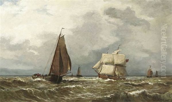 Kustenfischer Auf Bewegter See Oil Painting by Eugen Gustav Duecker