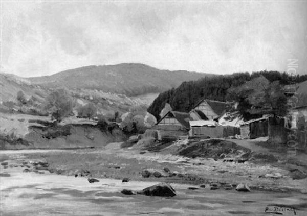 Dorf Am Bach by Eugen Gustav Duecker