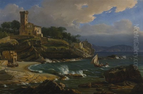 Au Bord De La Mer Oil Painting by Jean-Antoine Duclaux