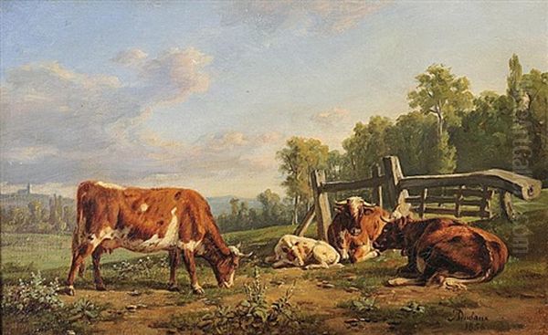 Vaches Dans Le Pre by Jean-Antoine Duclaux