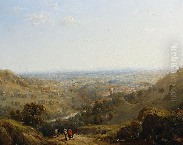 Travellers Near Malvern Oil Painting by George Arnald