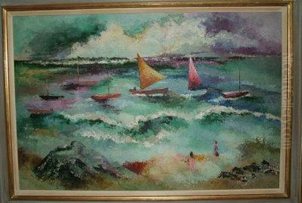 Boats Oil Painting by George Arnald