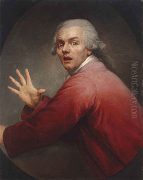 Autoportrait En Homme Surpris Et Terrorise Oil Painting by Joseph Ducreux