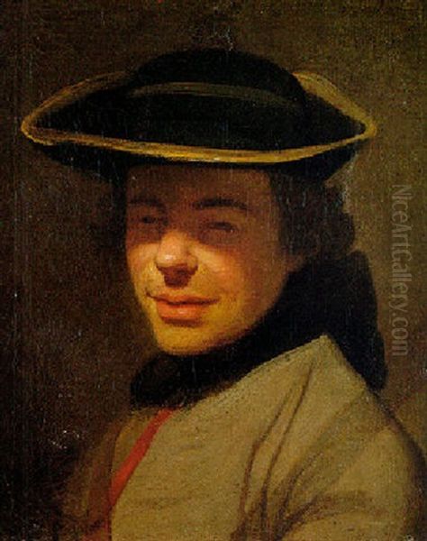 Portrait Of A Young Officer Wearing A Hat Oil Painting by Joseph Ducreux