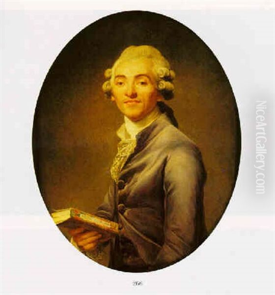 Portrait Of Bernhard-germain-etienne De Laville, Comte De Lacepede, Holding A Book Oil Painting by Joseph Ducreux