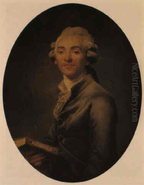 Portrait Of Bernhard-germain-etienne De Laville, Holding A Book Oil Painting by Joseph Ducreux