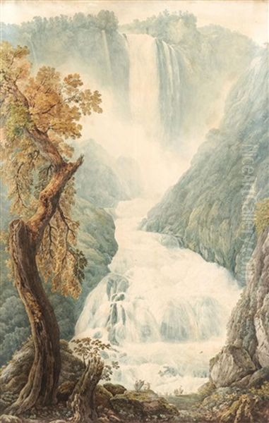 La Cascade De Terni Oil Painting by Abraham Louis Rodolphe Ducros